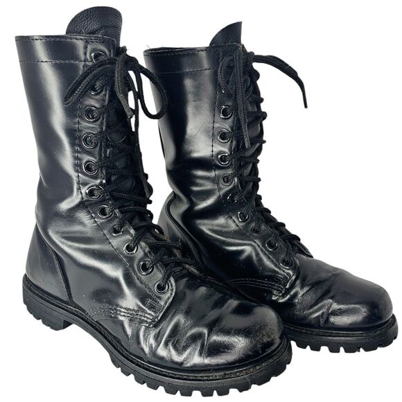 Corcoran Plain Toe Military Boots Black Sz 9 Leather 978 Paratrooper Combat Jump - Picture 1 of 13